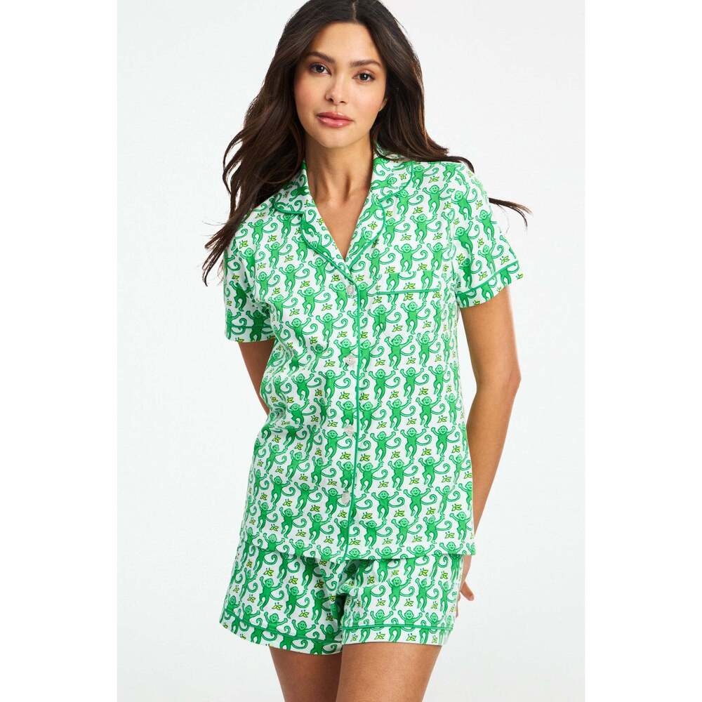 Roller Rabbit Monkey Polo Pajamas Size MEMERALD / M
